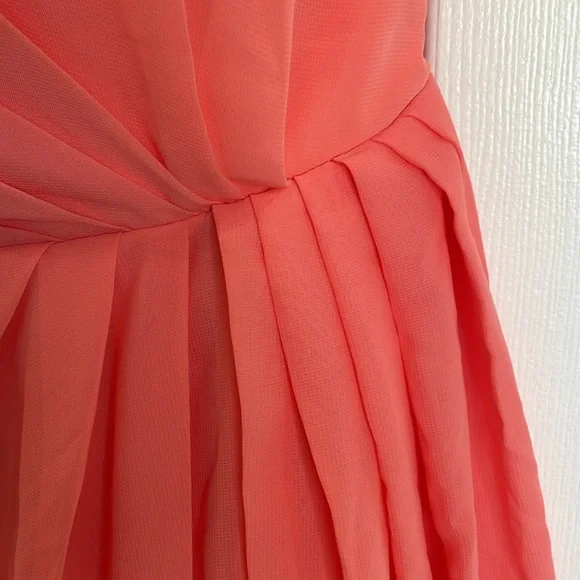 HY ONE SHOULDER CORSET STYLE FORMAL WEDDING GUEST PROM GOWN DRESS CORAL SIZE 12 - Picture 5 of 14